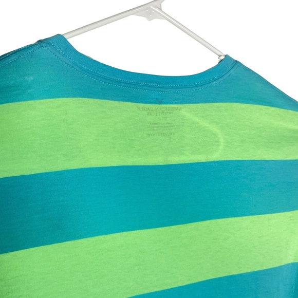 American Eagle Outfitters Shirt Mens Size XXL Blue Green Striped Short Sleeve - Picture 6 of 9